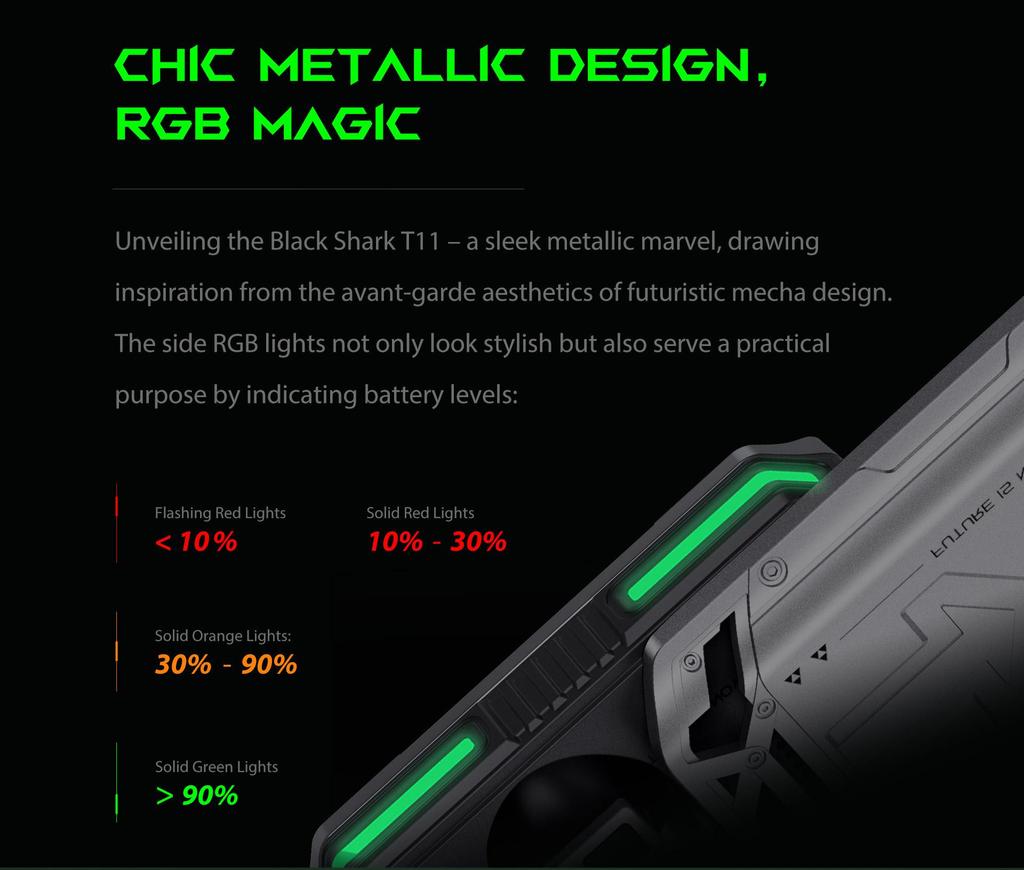 Black Shark Bluetooth slúchadlá T11 s Bluetooth 5.3, Stereo potlačením hluku a RGB osvetlením