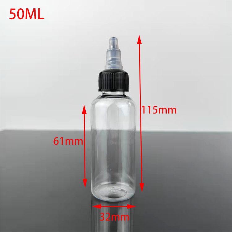 30, 50, 100ml Transparent PET Travel Bottle with Rotary Cap and Nozzle