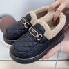 2025 Velvet New Snow Warm Wool Cotton Shoes Winter Round Head Pedal Flat Bottom Mother Non-slip Women's Shoes Cotton Shoes
