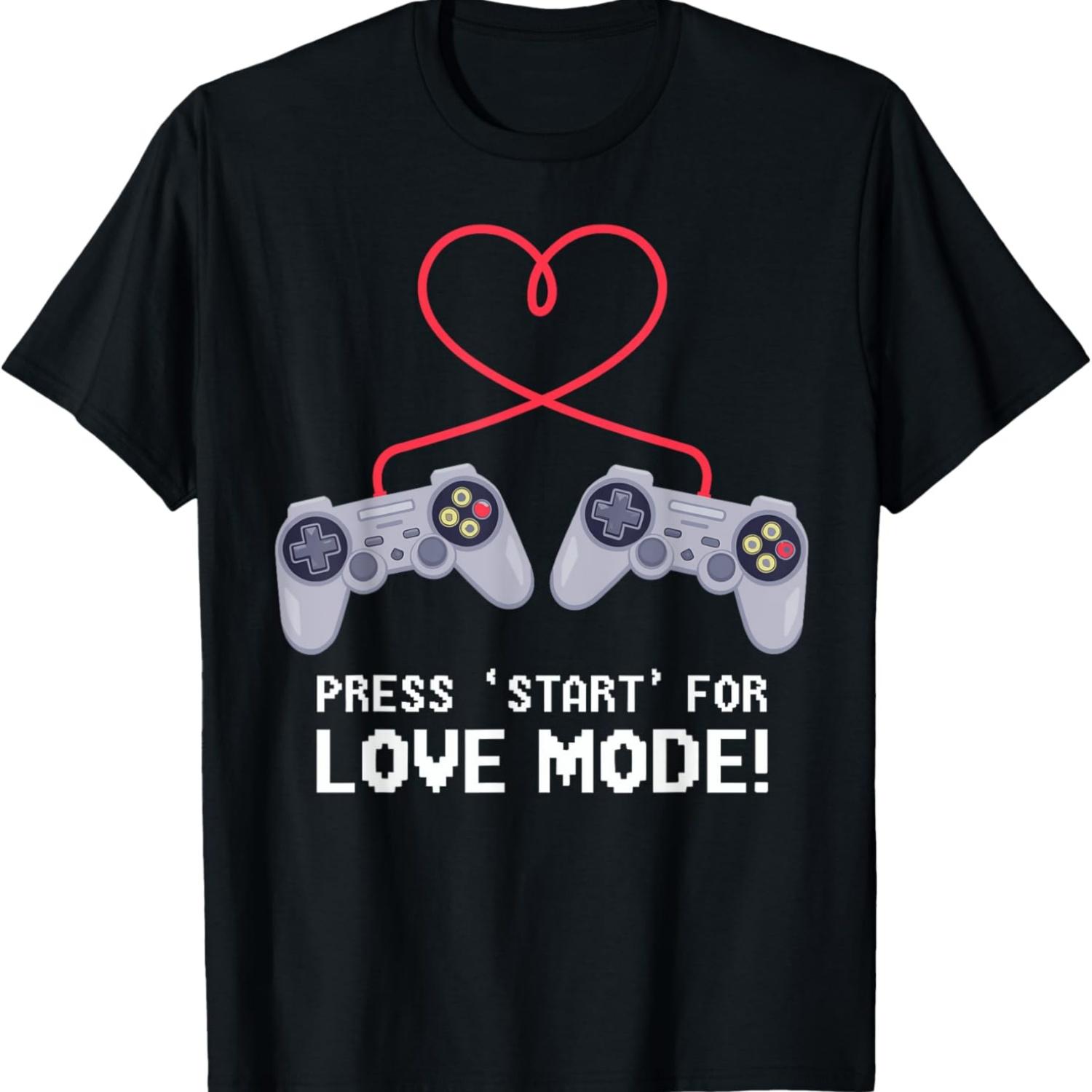 Видеоигры Забавный День Святого Валентина Геймер Мальчик Мужчины Подарок Футболка S
