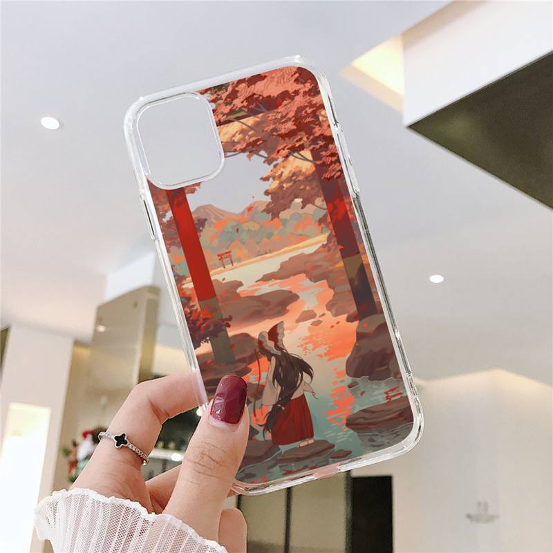 Touhou Project Hakurei Reimu Phone Case For iPhone 11 12 Mini 13 14 Pro XS Max X 8 7 6s Plus 5 SE XR Transparent Shell
