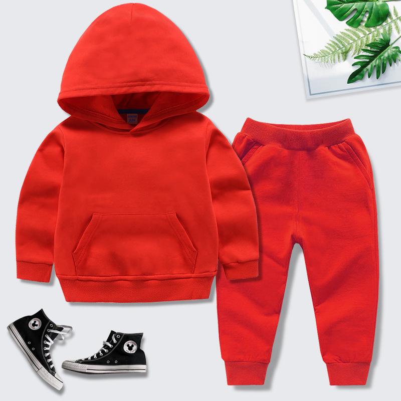 Baumwoll-Kapuzensweatshirt-Zweiteiler für Kinder, Jungen und Mädchen - Sportbekleidung für Frühling/Herbst