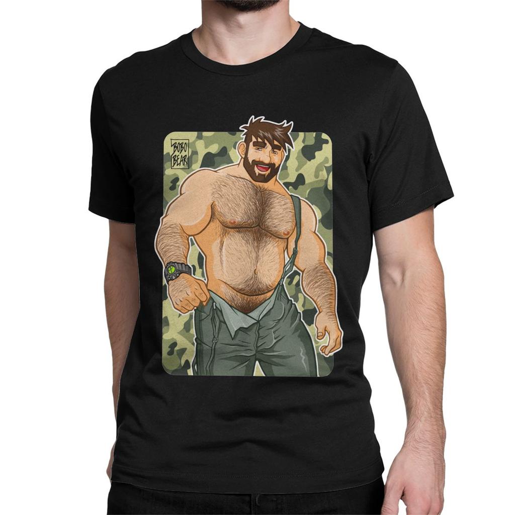 Herren Adam Likes Latzhosen Camouflage Gay Bär T-Shirt Baumwoll-Tops Neuheit Kurzarm Rundhals T-Shirt Grafik-T-Shirts
