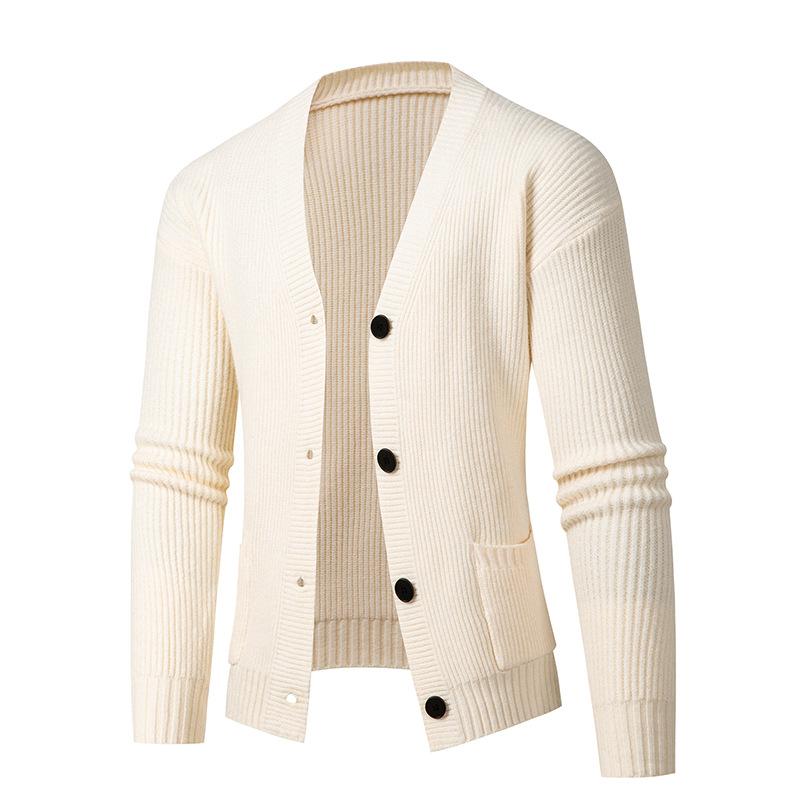 New Autumn and Winter Style Men's Simple Solid Color Sweater Trendy Cardigan Youth Knitted Jacket