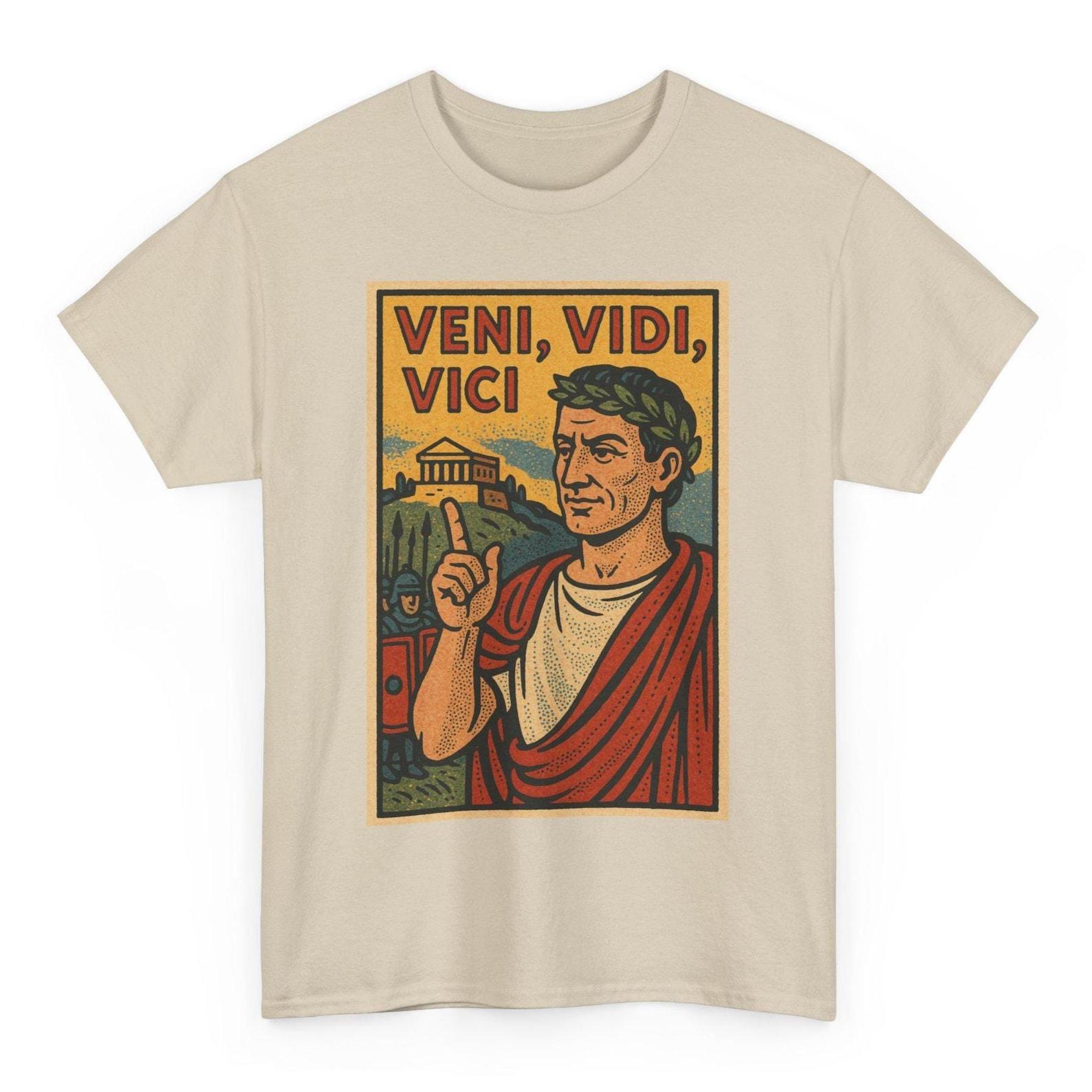 Veni Vidi Vici T-Shirt: Retro Comic Latin Quote Graphic Tee XL