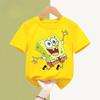 SpongeBobs Children Clothing Anime Summer Short Sleeve SquarePants Clothes T-shirt Cartoon Kids Tops