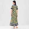 European and American Retro Contrasting Color Printed Shirt Skirt, Lapel Short-sleeved Long Temperament Holiday Dress