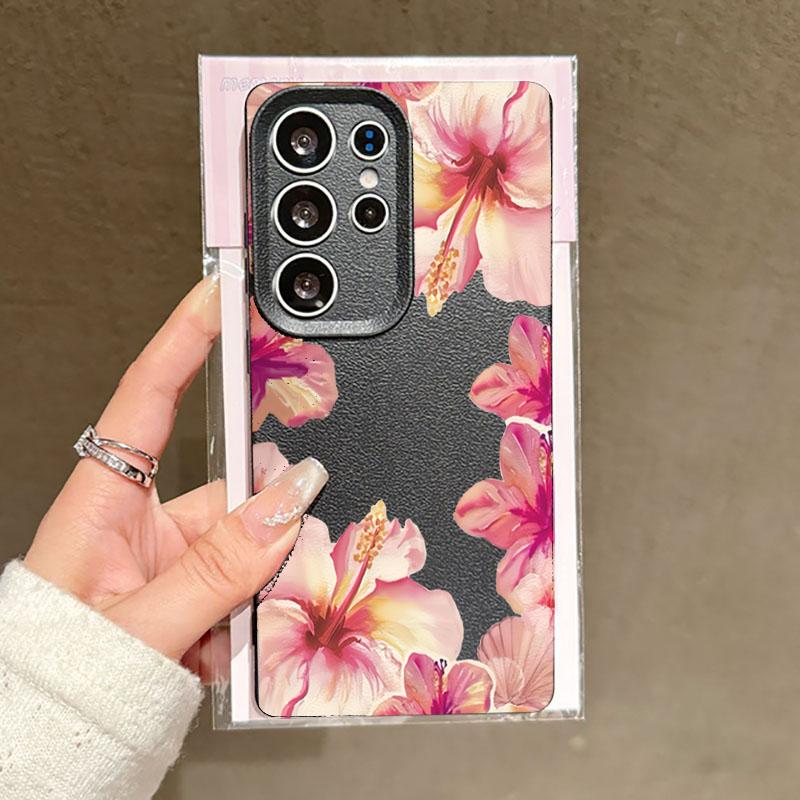 For Samsung Galaxy S25 S24 S23 S22 S21 FE Plus Ultra Watercolor Hibiscus Flower Phone Case for A55 A35 A15 A16 A56 A53 A54 Cover