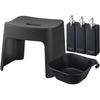 Yamazaki Magnetic Bath Stool Seat Magnetic Hanging Bathtub Magnetic Dispenser Bottle 4263 Easy-to-Wash (26cm Height) + & + (3 Bottles) [5-Piece Set]