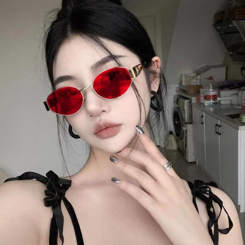 Ovals Metal Frame Sunglasses Unisex Sunglasses Cats Eye Shape Sunglasses for Men and Women