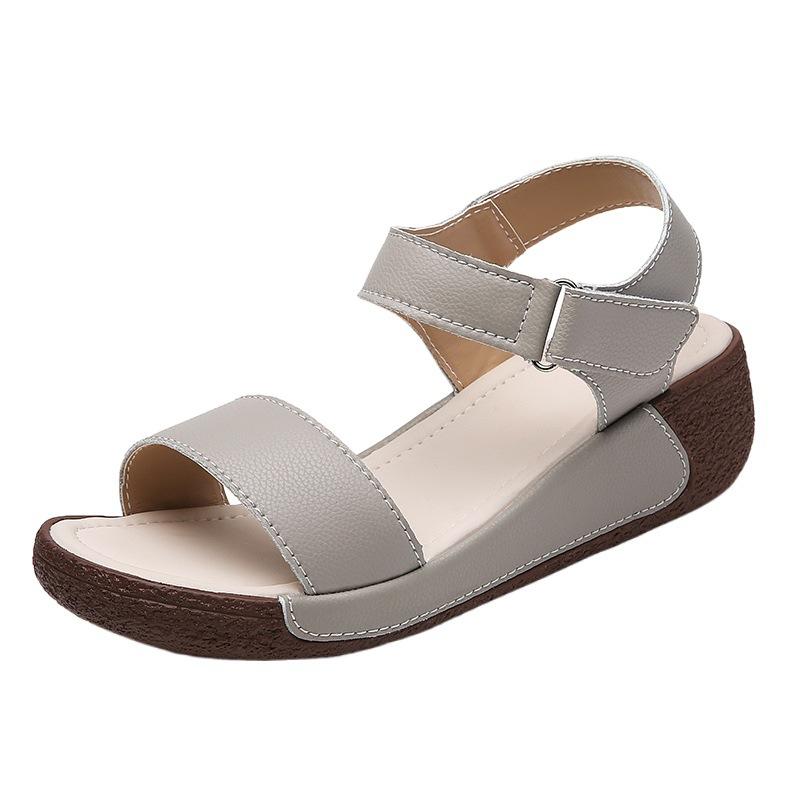Cowhide Thick-soled Buckle Cool Slippers Women's Soft-soled Outer Wear Fashionable Women's Thick-soled Heightening Muffin-soled Women's Sandals