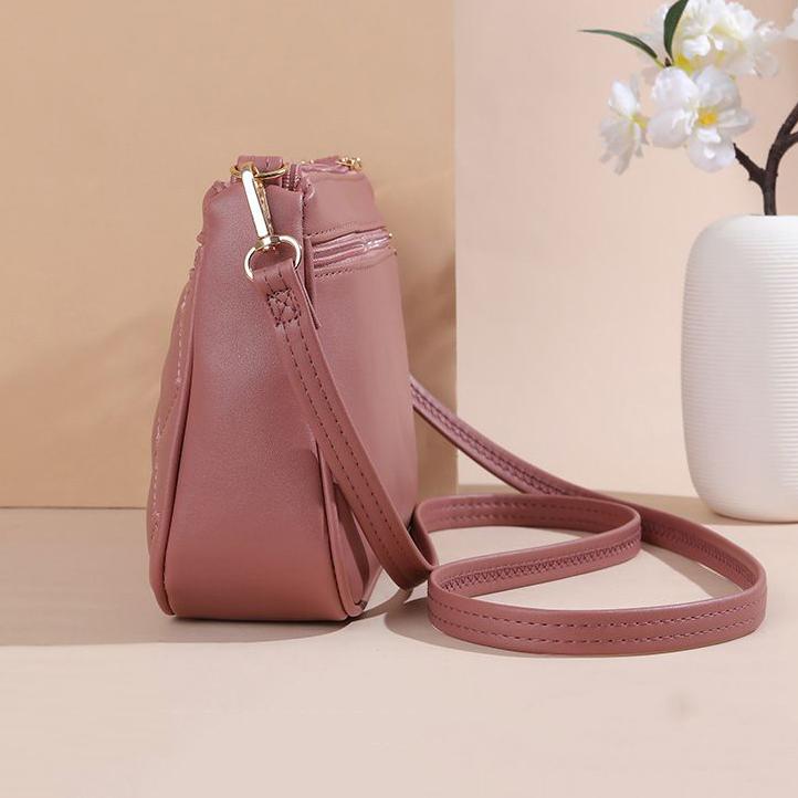 WTEMPO Jednokolorowe haftowane torebki crossbody damskie w kształcie serca, damskie, z wieloma kieszeniami, o dużej pojemności, PU, na jedno ramię