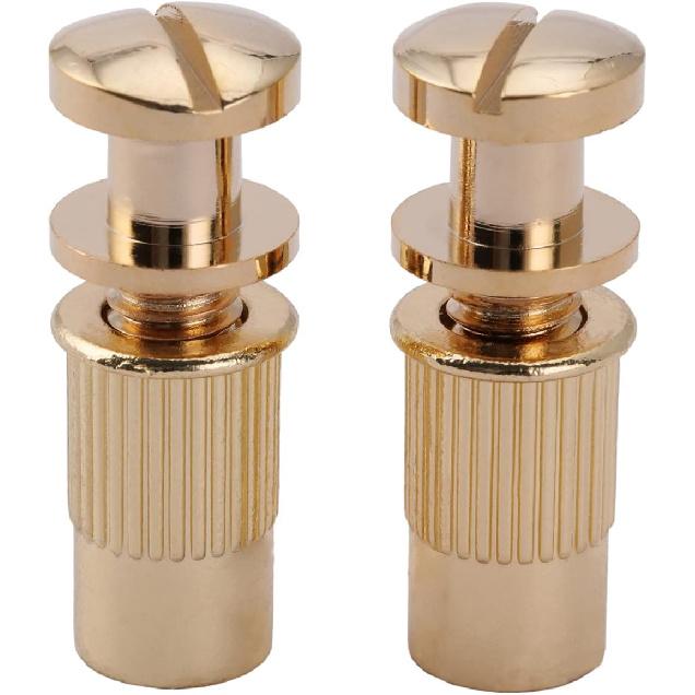 Musiclily Pro M8 Metrische Wraparound Brückenmontagestifte und Buchseneinsätze für Epiphone Les Paul Style E-Gitarre, Gold (2er Set)