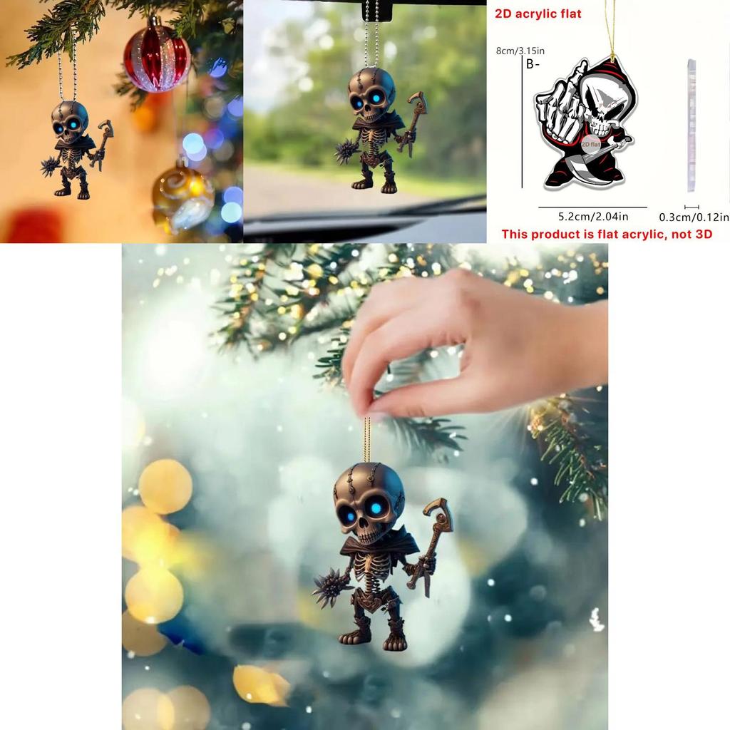 Halloween Themed Skull Pattern Acrylic Pendant For Car Accessories