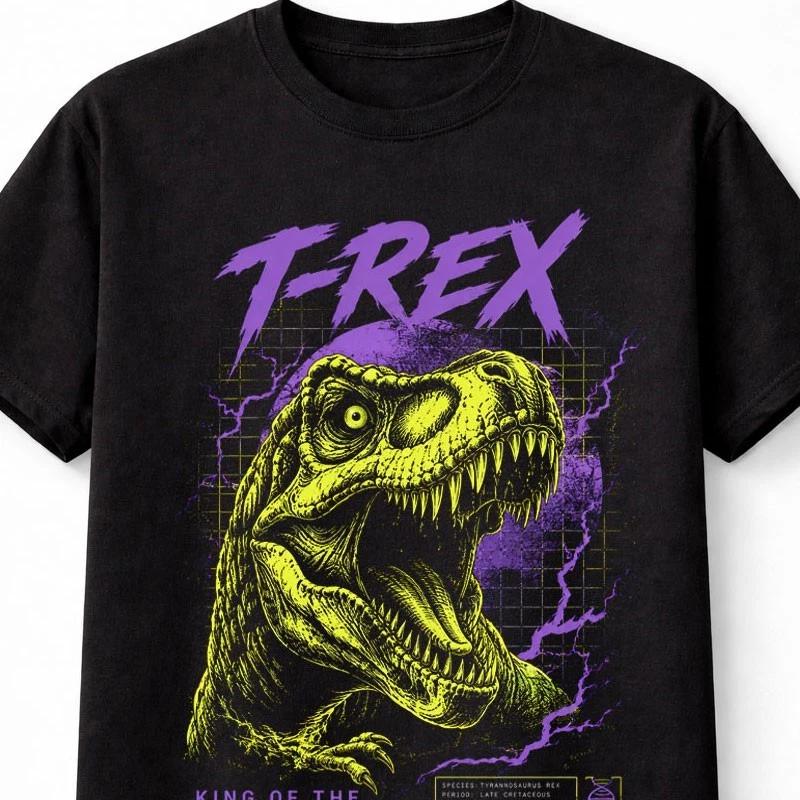 TRex Dinosaur King of the Cretaceous Retro Graphic Unisex TShirt S