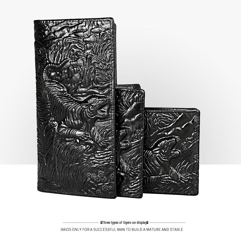 Men’s Retro Genuine Leather Wallet - Hand-Embossed Crocodile Pattern, Long, Large Capacity, Multi-Card Slots.