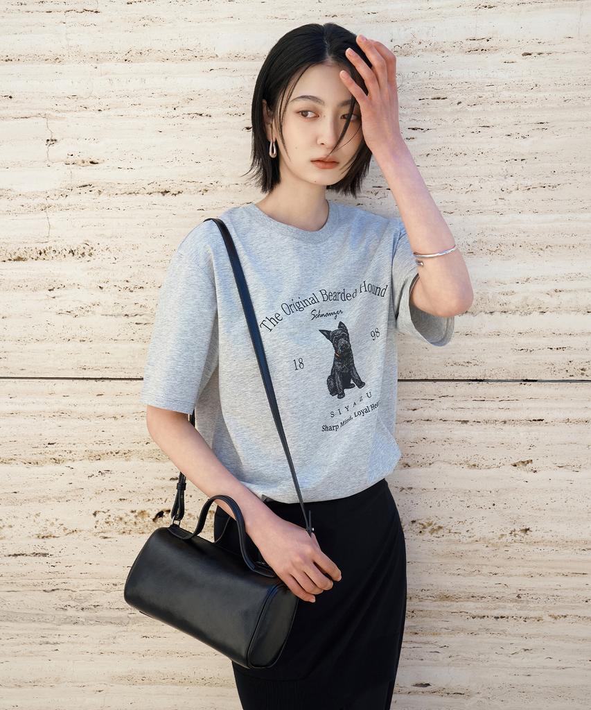 Siyajyu Sitp5297 Schnauzer Short Sleeve T-Shirt_Melange Gray