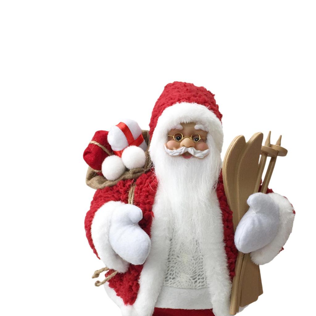 Standing Christmas Santa Table Decor Small Plush Figure Toys Collectible Figure Decor for Living Room Gift Decor Birthday Home