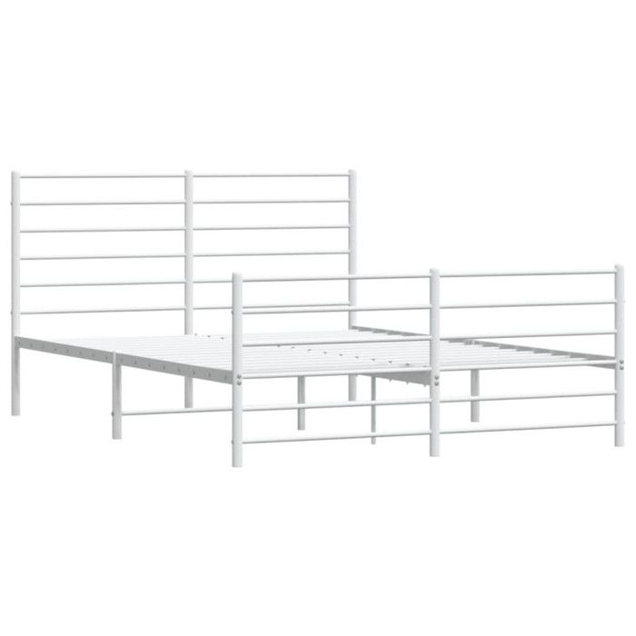 VidaXL Metal Bed Frame with Headboard-Footboard White 160x200cm 352389