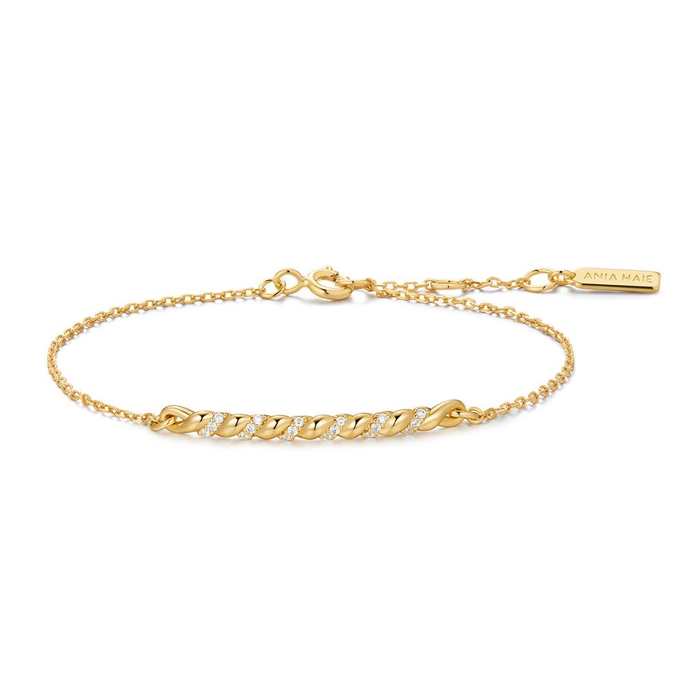 Ania Haie Gold Twist Bar 925 Silver Bracelet B072-02G