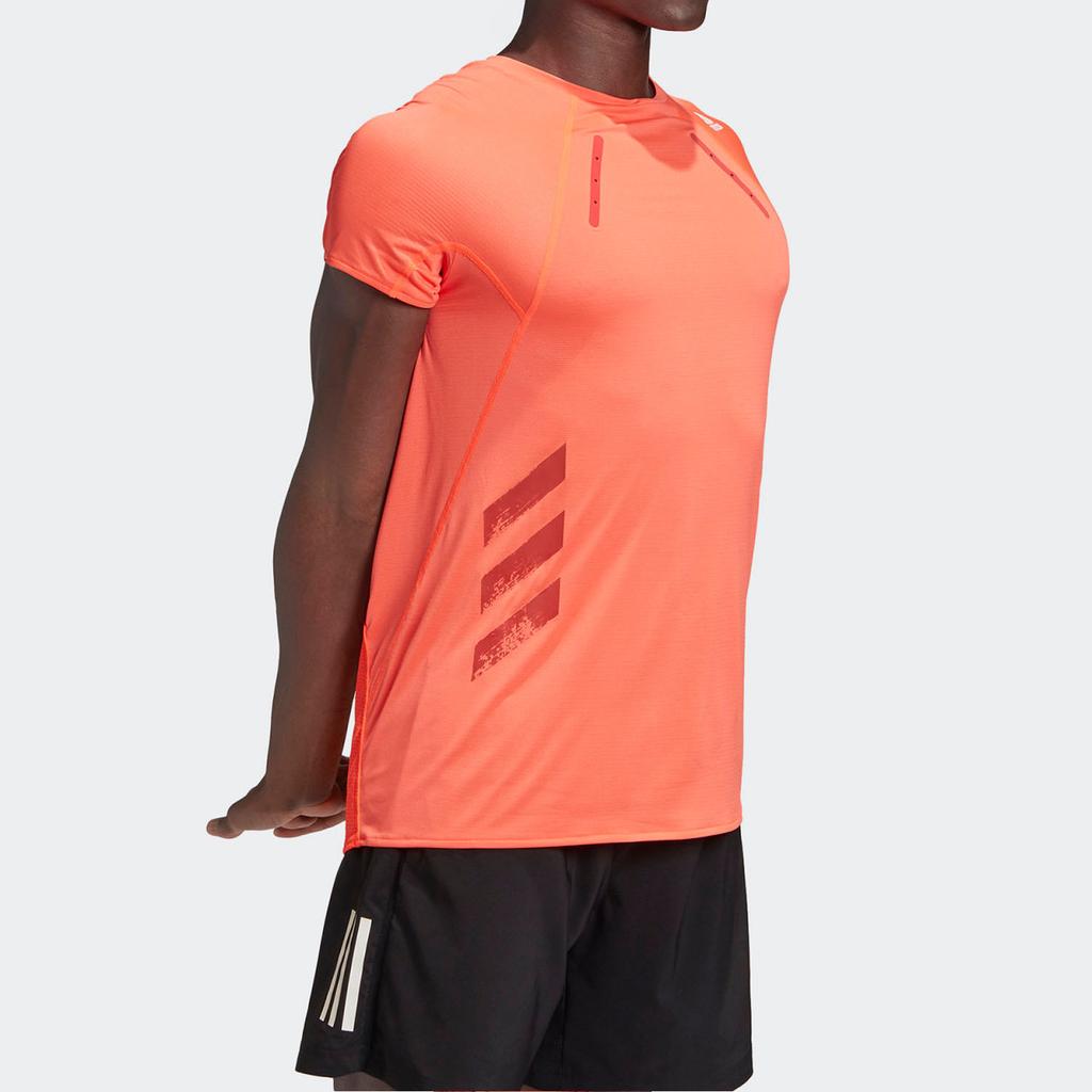 Adidas Round Neck Logo Print Sports Short Sleeve T-shirt Men Tops Orange-Red FK0738