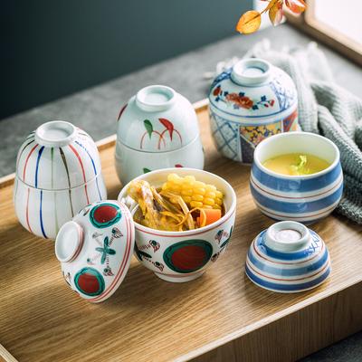 Hand-painted Stew Pot Japanese Ceramic with Cover Bowl Bird's Nest Dessert Stew Pot El Commercial Small Stew Soup Soup Pot