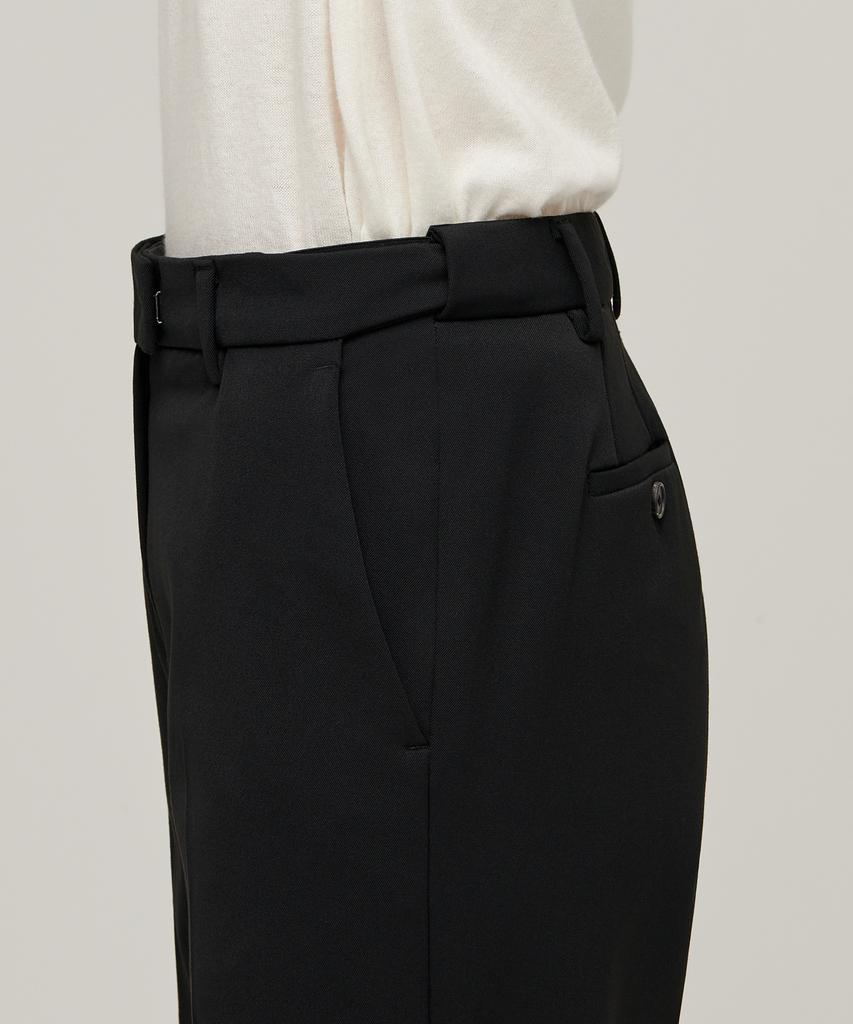 MUSINSA STANDARD WOMAN Women'S Heavyweight Fleece-Lined Wide Hidden Elastic Waist Slacks [Black]