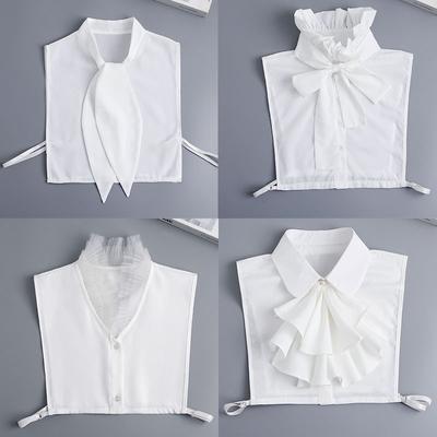 Nuovo Colletto Falso Bianco con Laccio Frontale da Donna Risvolto Camicia Colletto Staccabile Ragazze Vintage Signore Colletto Falso per Camicetta Fuax Cols