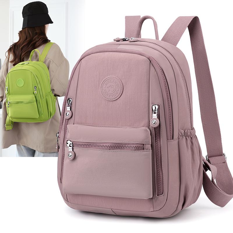 Large Capacity Unisex Nylon Backpack - Solid Color, Casual Outdoor Student Bookbag