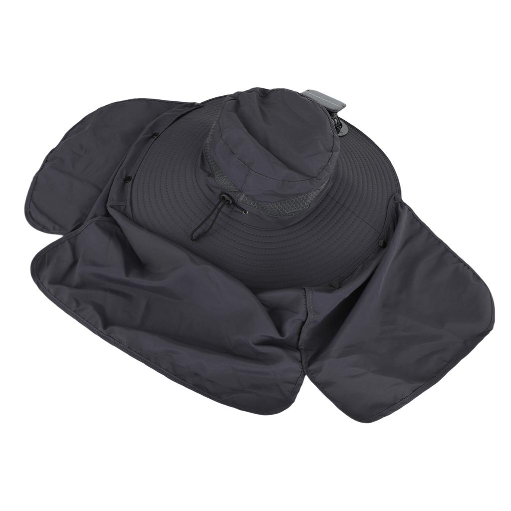 Sun Hat with Solar Fan 3 Wind Speeds Outdoor UPF50 Sun Hat Wide Brim Fishing Hat with Neck Flap USB Charging