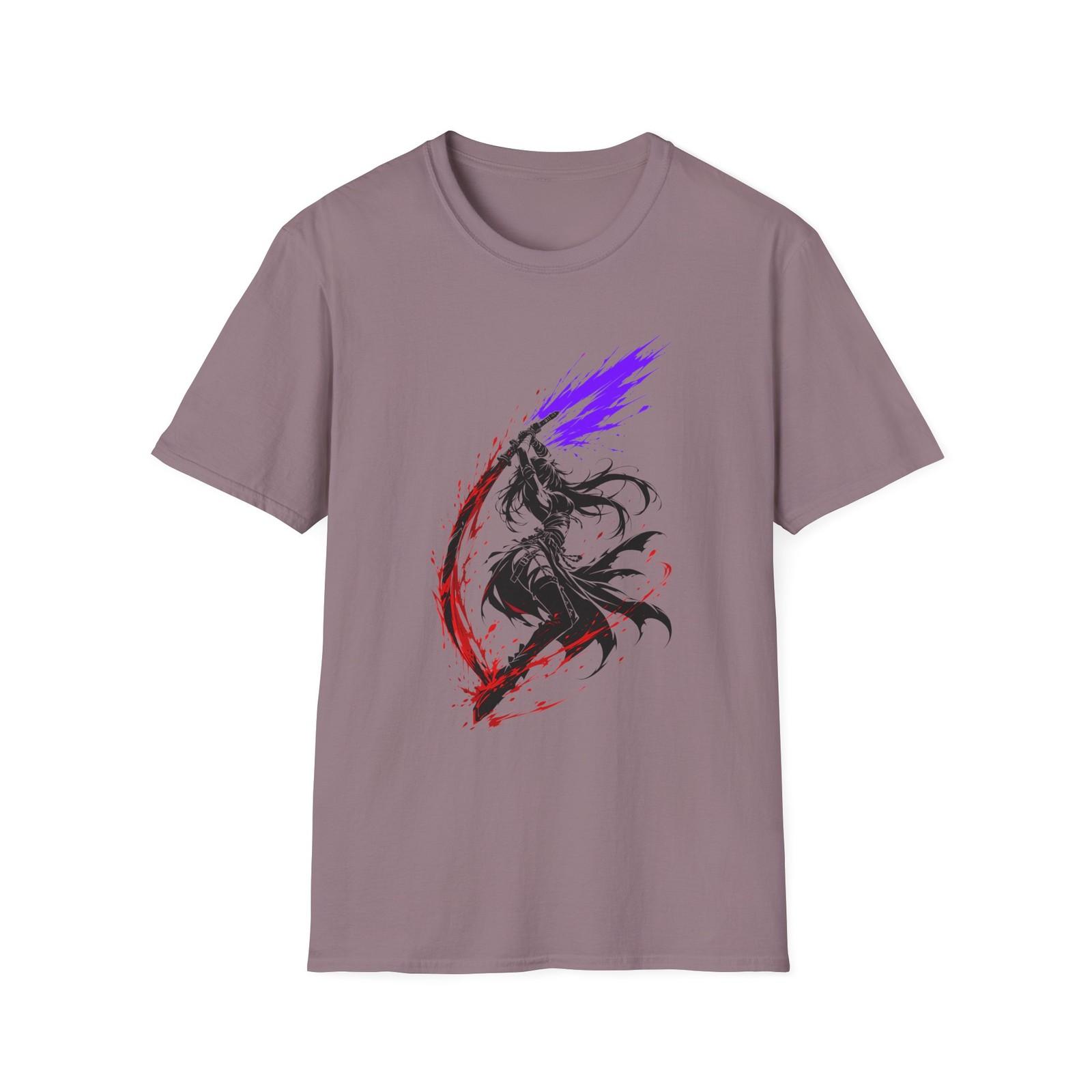 Anime Katana Warrior Fantasy Swordswoman Gothic Combat Unisex Softstyle T-Shirt S