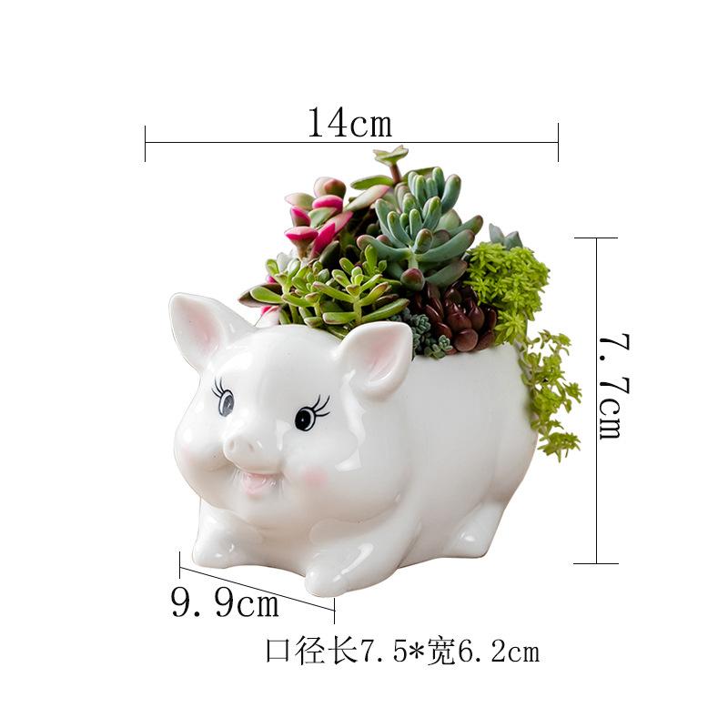 Dehua Creative White Succulent Flower Pot, Home Gardening Balcony Green Plant Ceramic Flower Pot Small without plants