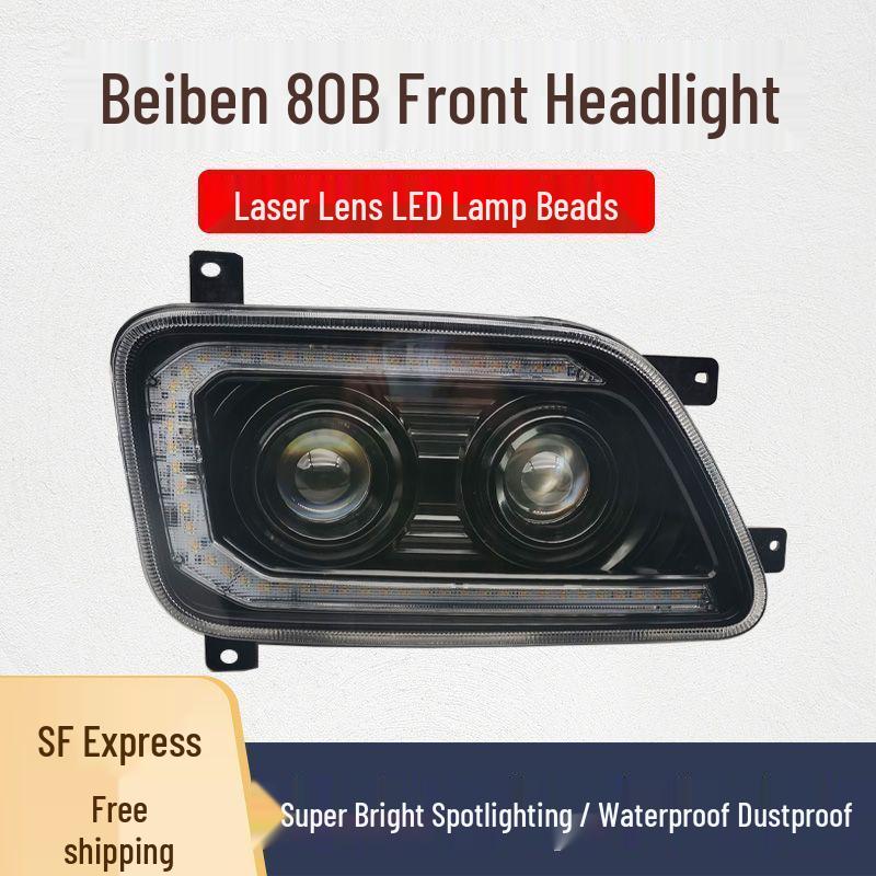 Beiben Heavy Truck 80B Headlight Assembly - Super Bright LED Dual-Lens with Sequential Turn Signal Driver s Side Left