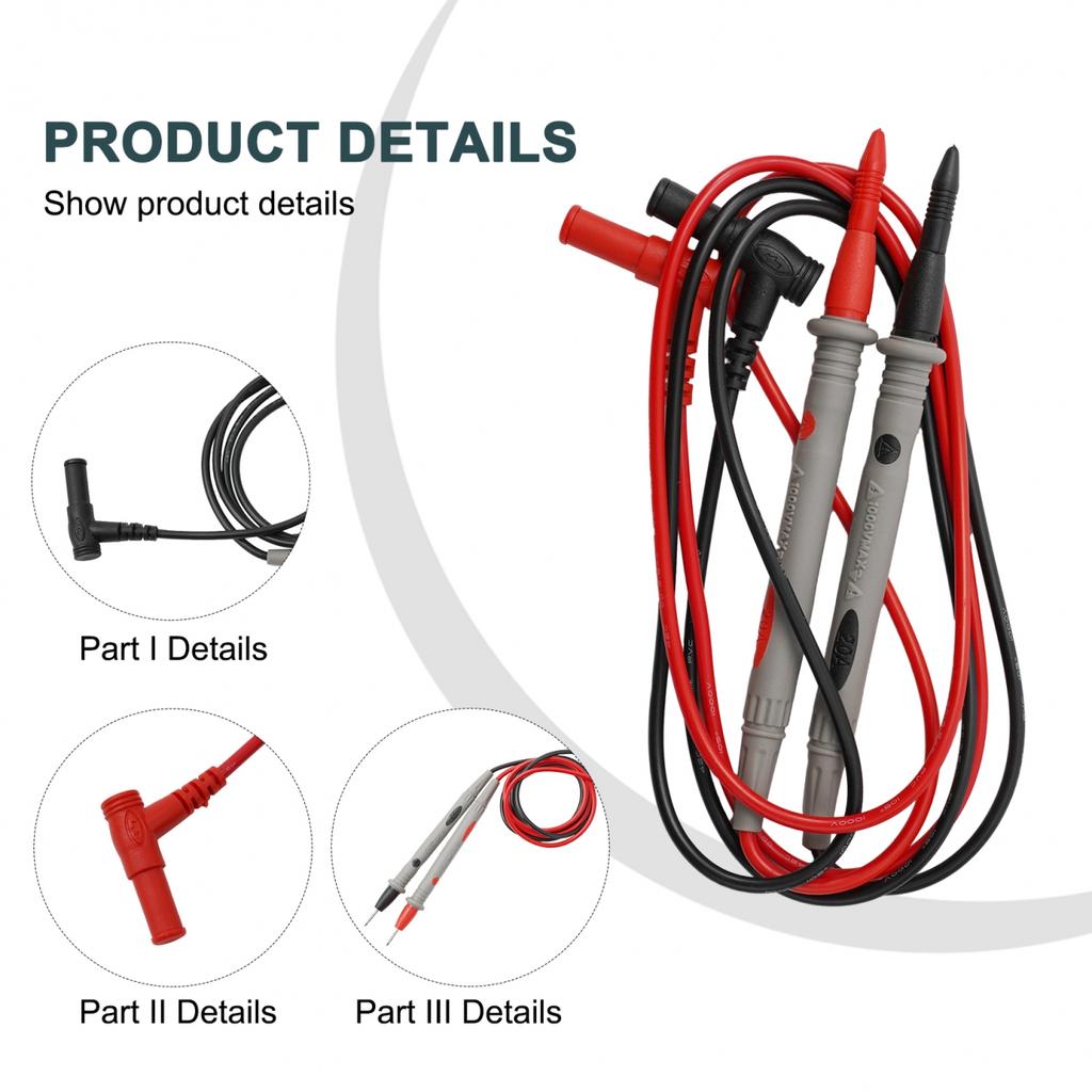 Red and Black Silicone Insulated Probe Test Leads for Multimeter Measurements