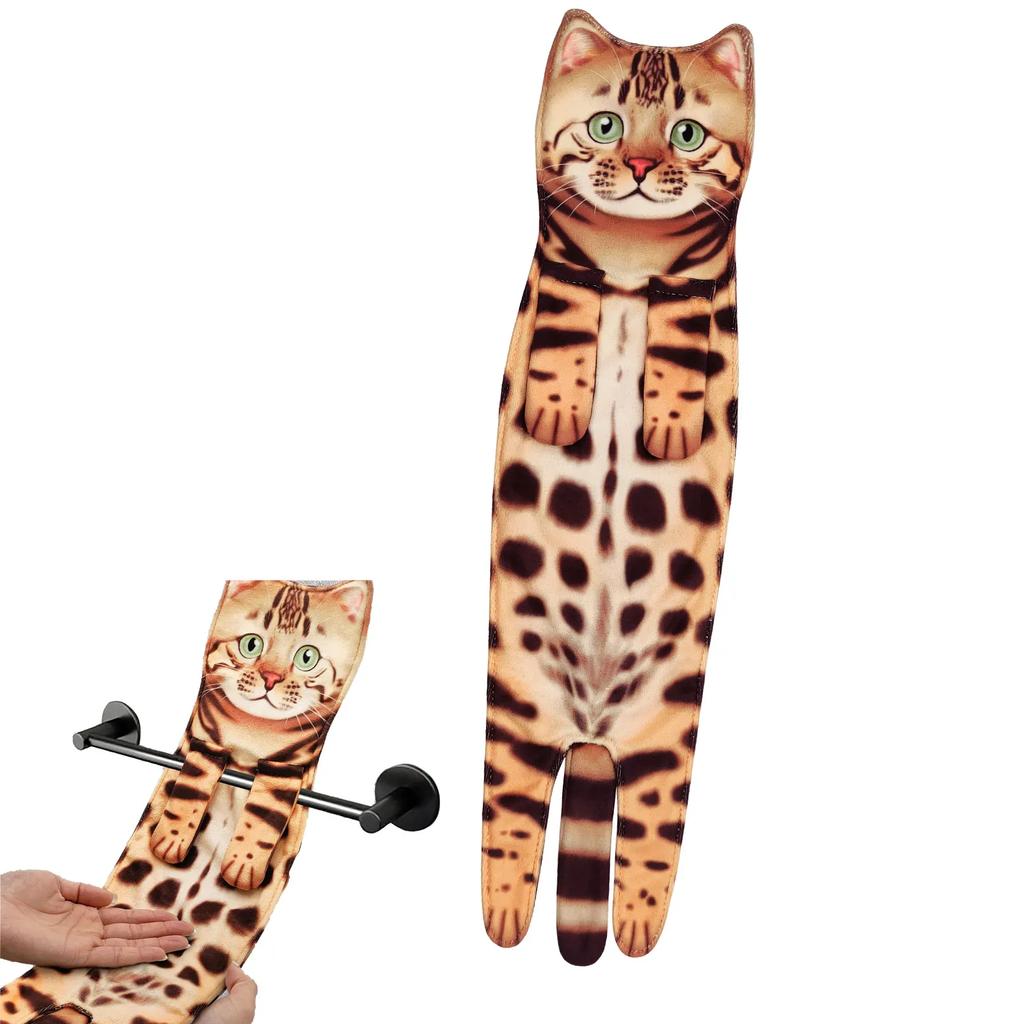 Lustige Katzen Handtücher Küche Badezimmer Handtuch Ball mit Aufhängeschlaufen Schnelltrocknend Weich Saugfähig Mikrofaser Kreative Handtücher