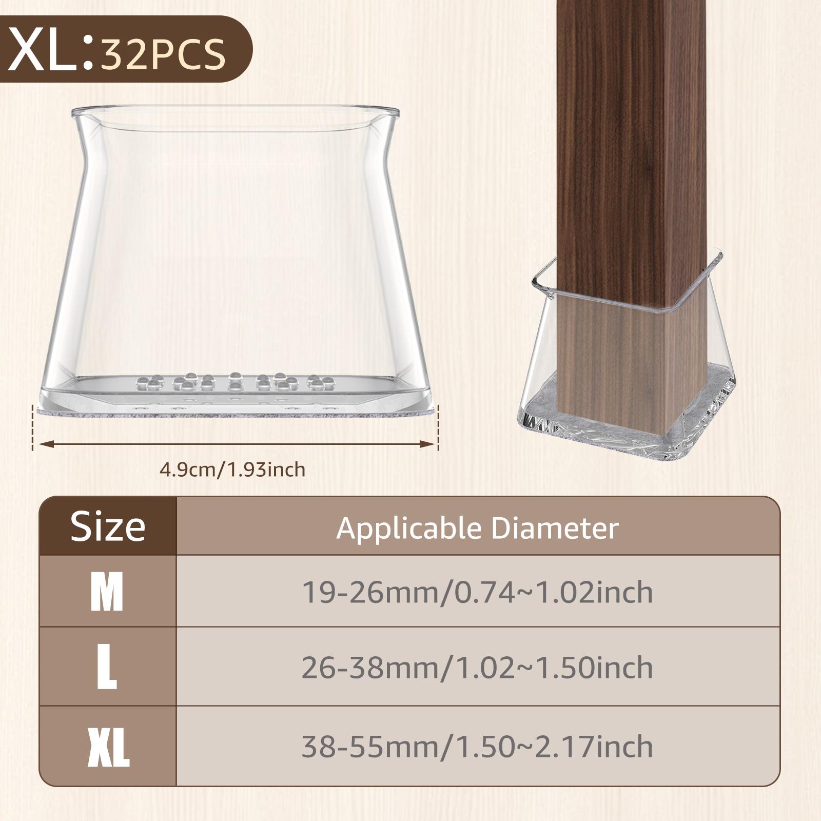 

32Pcs Furniture Leg Cover Silicone Square Chair Leg Floor Protectors with Felt Bottom Anti Slip Chair Leg Caps for Reduce Noise