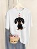 Dachshund With Heart Prints TShirt Womens Summer ONeck T Shirts Comfortable Loose Short Sleeve Tops Casual Soft Woman Clothes