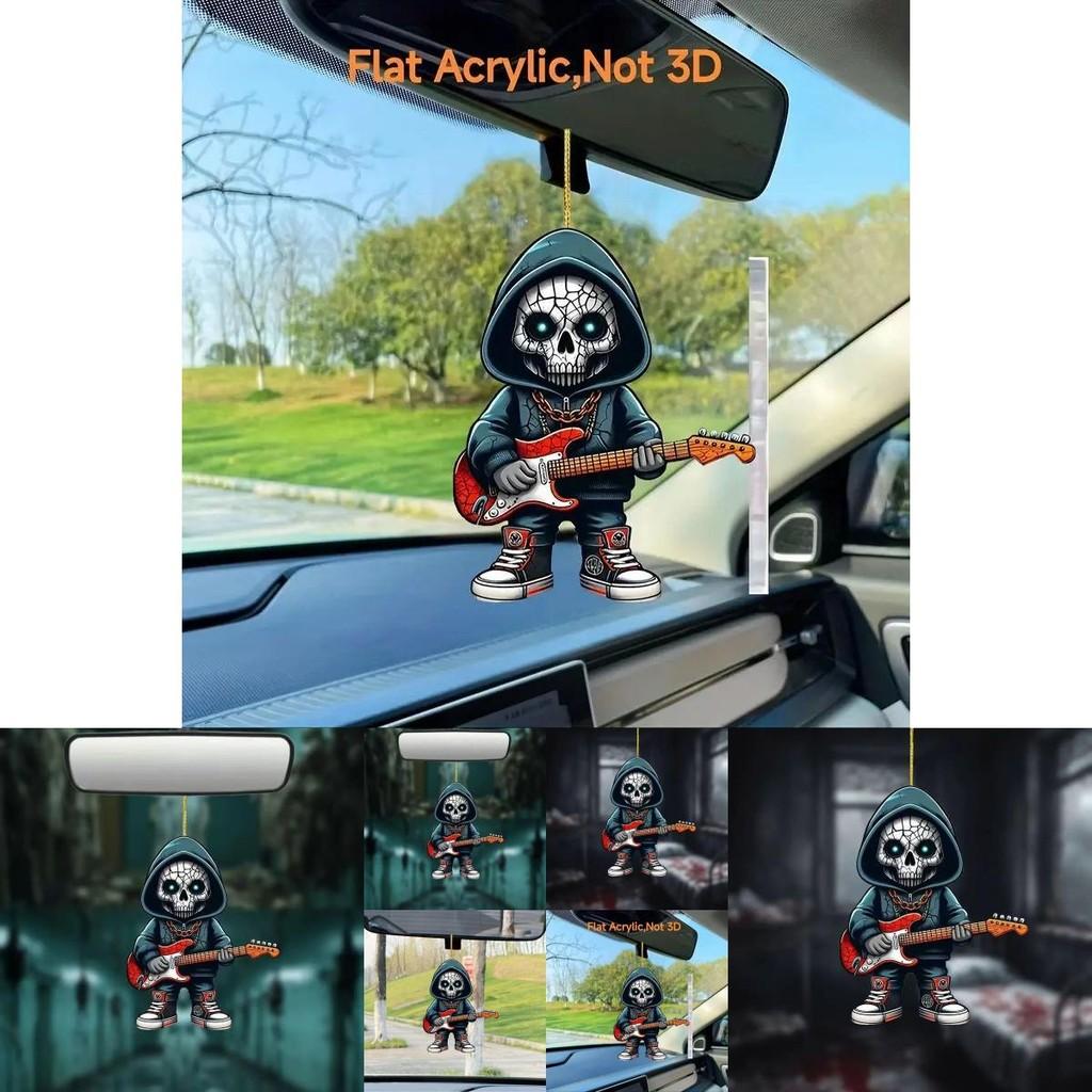 Cartoon Skull Car Ornament With Acrylic Construction For Halloween And Auto Accessories