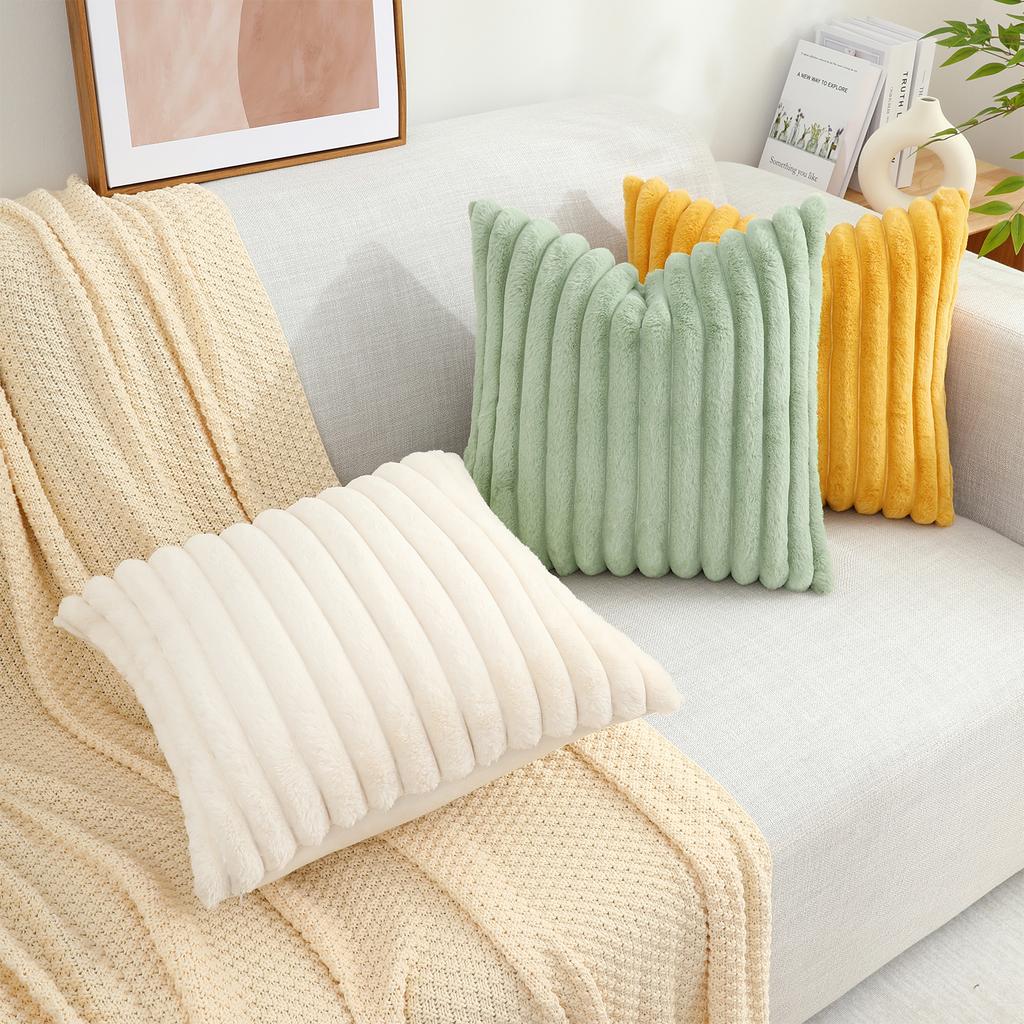 HAPIHAPPY New Faux Fur Throw Pillow Covers Winter Pillow Cover 18X18 Set of 2 Soft Plush Goose Down Pillowcase Fuzzy Home Pillow