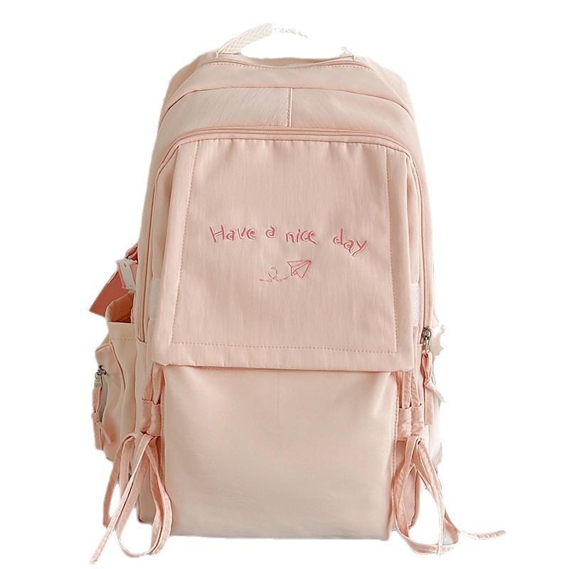 Japanese Style Light Solid Color Backpack Outdoor Travel Large-capacity Casual All-matching College Student Commuting Schoolbag