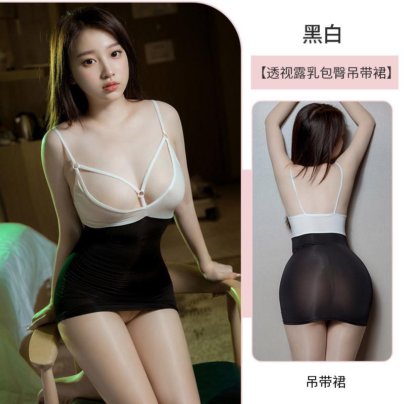 Sex one-piece clothes are convenient to take off, bed perspective clothes, sexy underwear, sex pajamas, milk leakage exposure clothes, open file.