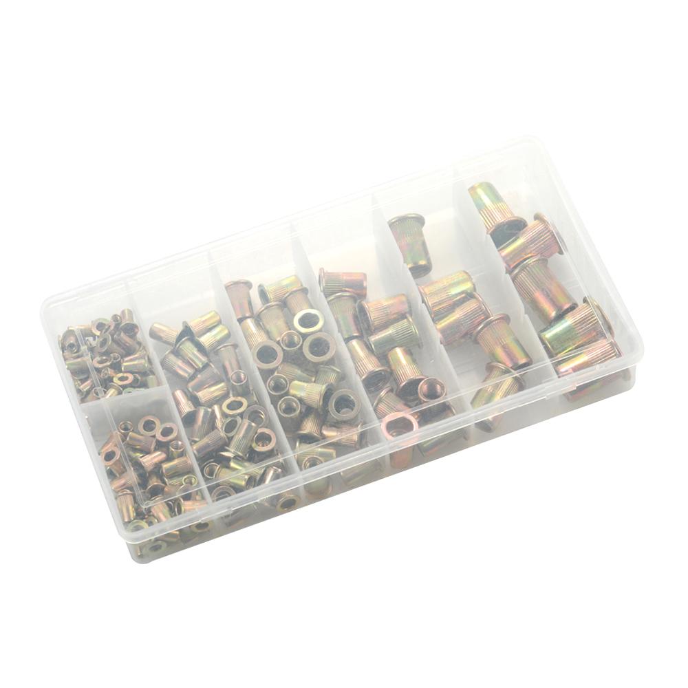 175pcs Set Rivet Nut Kit Mixed Zinc Steel Rivnut Insert Nutsert Threaded M3-M10