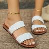Large size slippers women's summer new woven women's slippers outside wearing beach cool slippers slippers