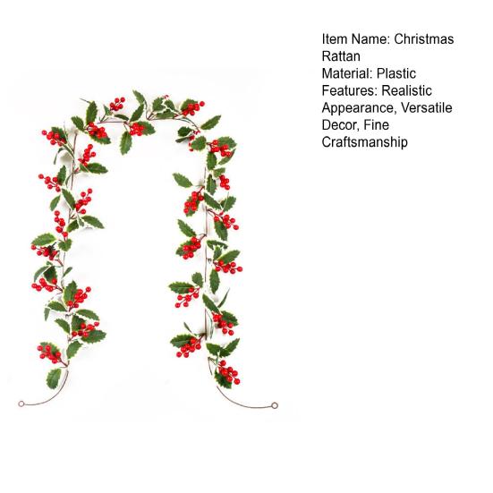 Simulated Christmas Rattan Vine No Maintenance Faux Willow with Red Berry Garland Wedding Party Home Decor