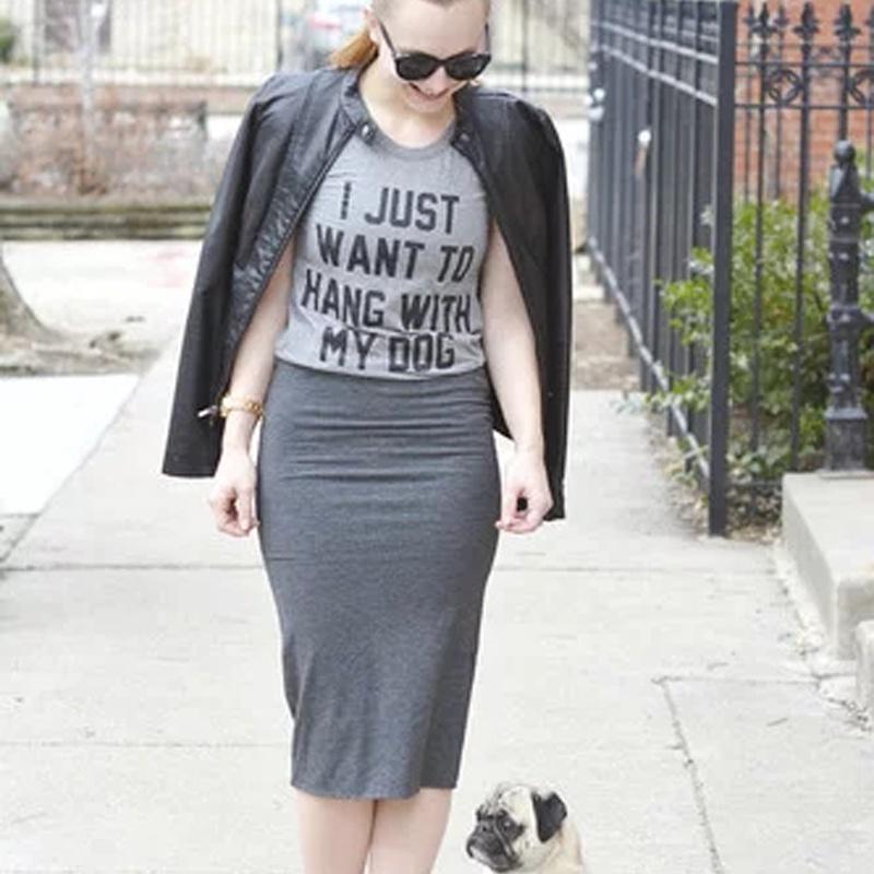 I Just Want To Hang With My Dog Funny Gray T Shirt For Stylish Dog Lovers