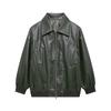 Womens Vintage Stand Collar Loose Streetwear Faux Leather Jacket Winter