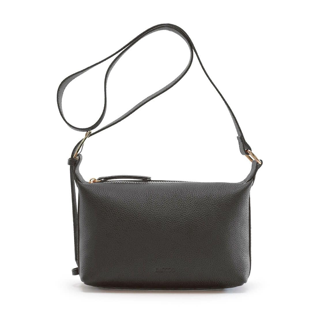 Barcos Сумка-клатч через плечо из коровьей кожи с металлической фурнитурой, Сморщенная кожа, Черный