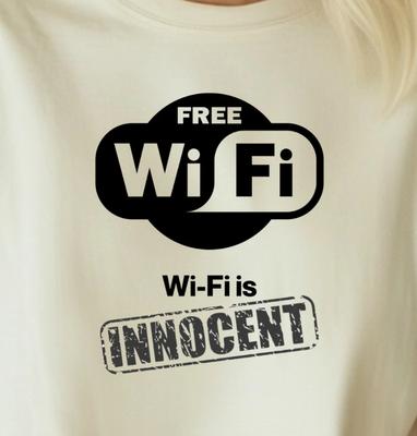 Free WiFi Innocent Graphic T-shirt | Funny Wi-Fi Logo Tee, Internet Humor Shirt