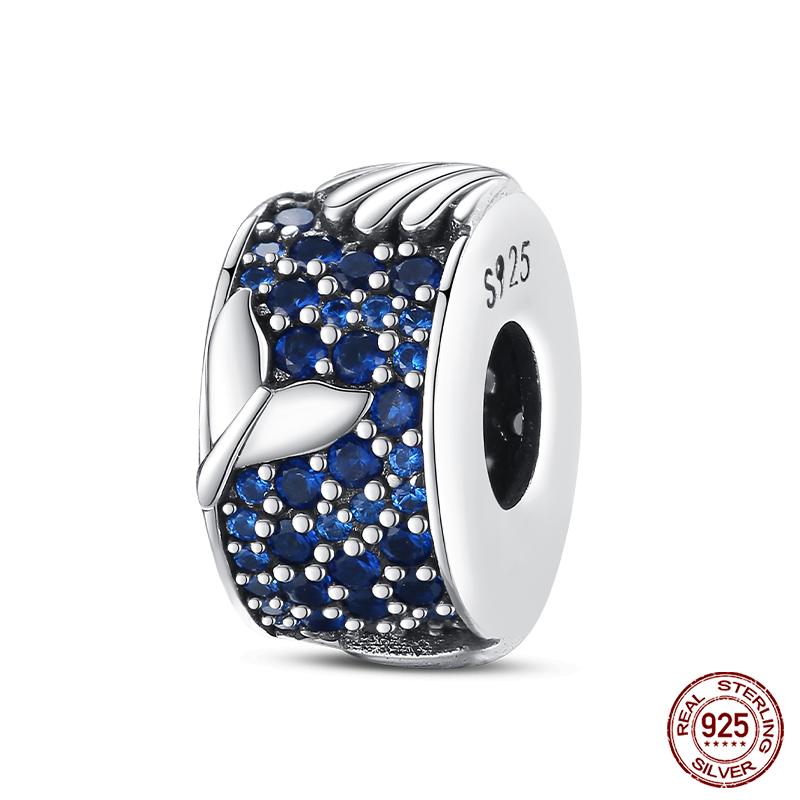 100% Real Prata-Banhado Ocean Series Tartaruga Caranguejo Sereia Charms Contas Fit Original Diy Pulseiras Bangles Jóias Presentes