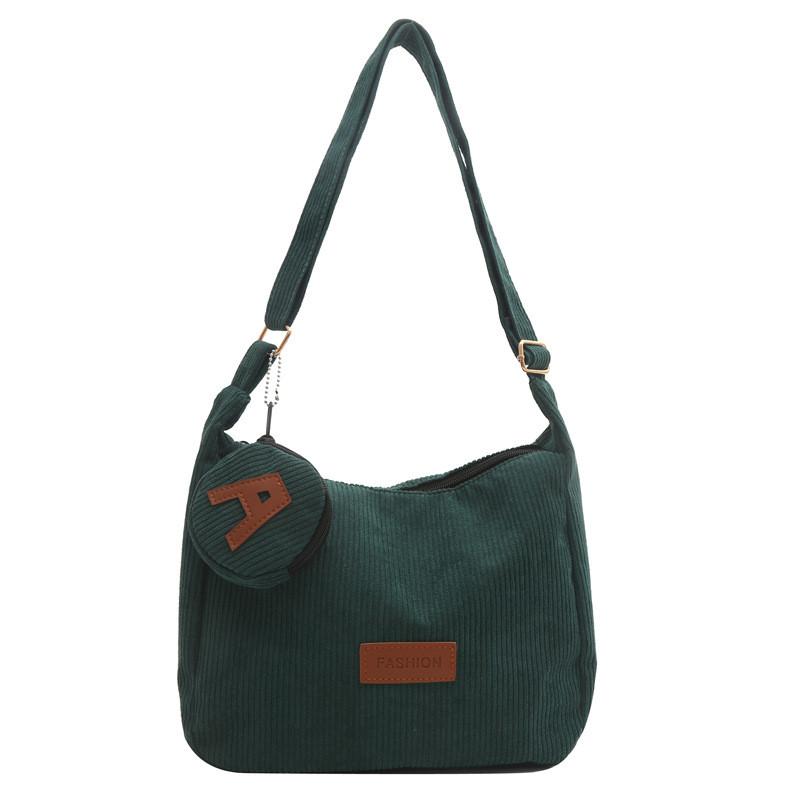 Light Corduroy Tote Bag For Students Large Capacity Casual Shoulder Purse